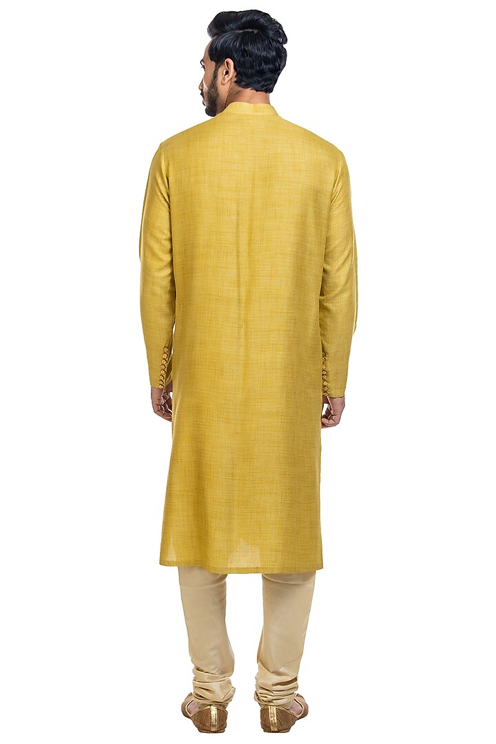 Green Kurta Set With Jacket by Poonam Kasera at Pernia's Pop Up Shop