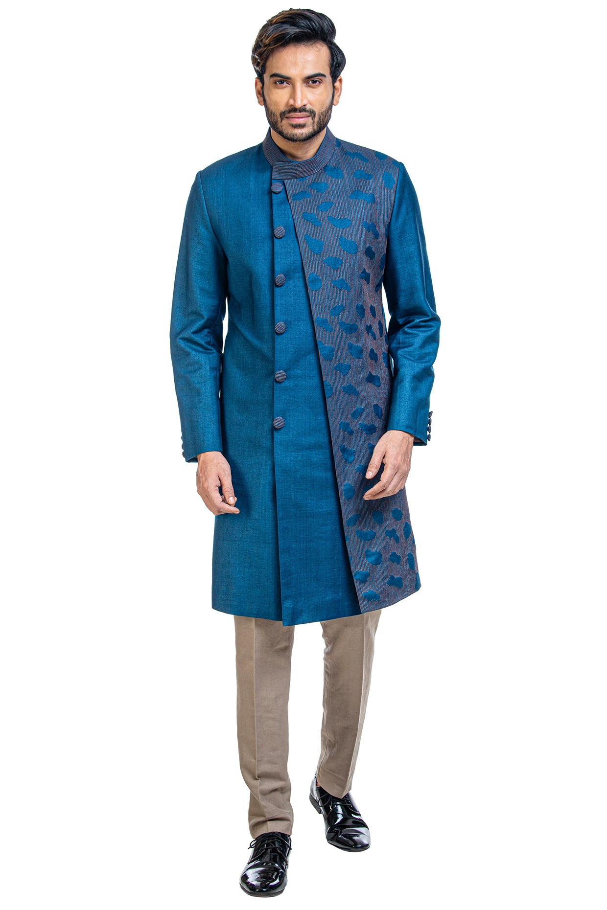 royal blue blue sherwani for groom