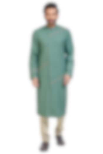 Teal Embroidered Kurta Set by Poonam Kasera at Pernia's Pop Up Shop