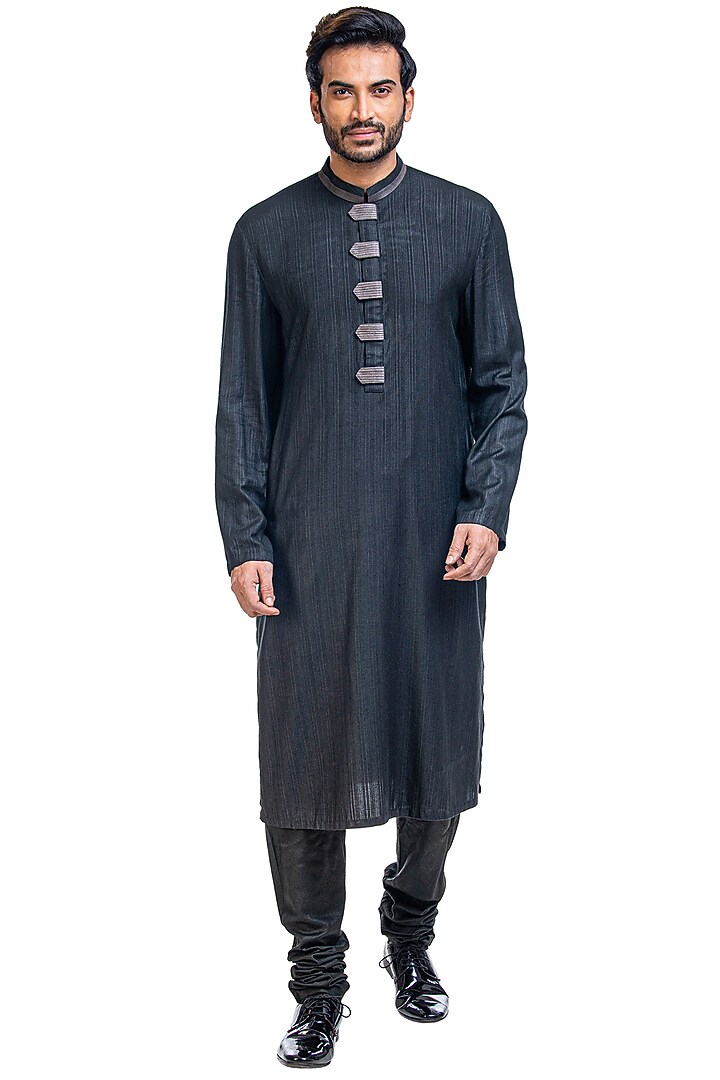 Grey Hand Embroidered Jacket Set by Poonam Kasera at Pernia's Pop Up Shop