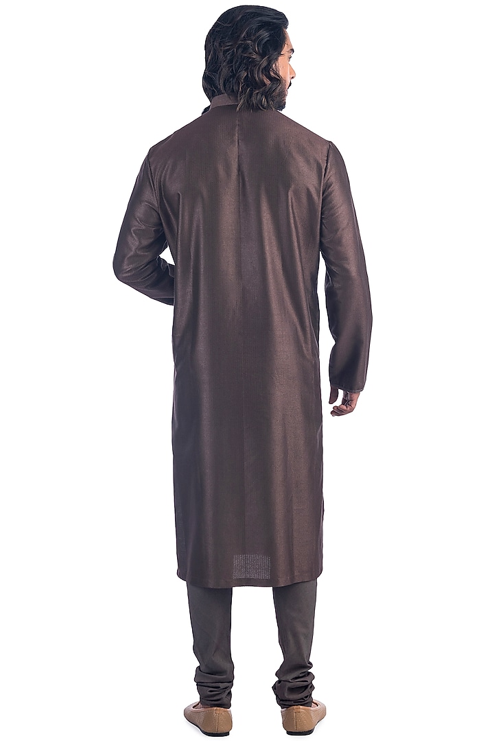 Brown Embroidered Kurta Set by Poonam Kasera at Pernia's Pop Up Shop