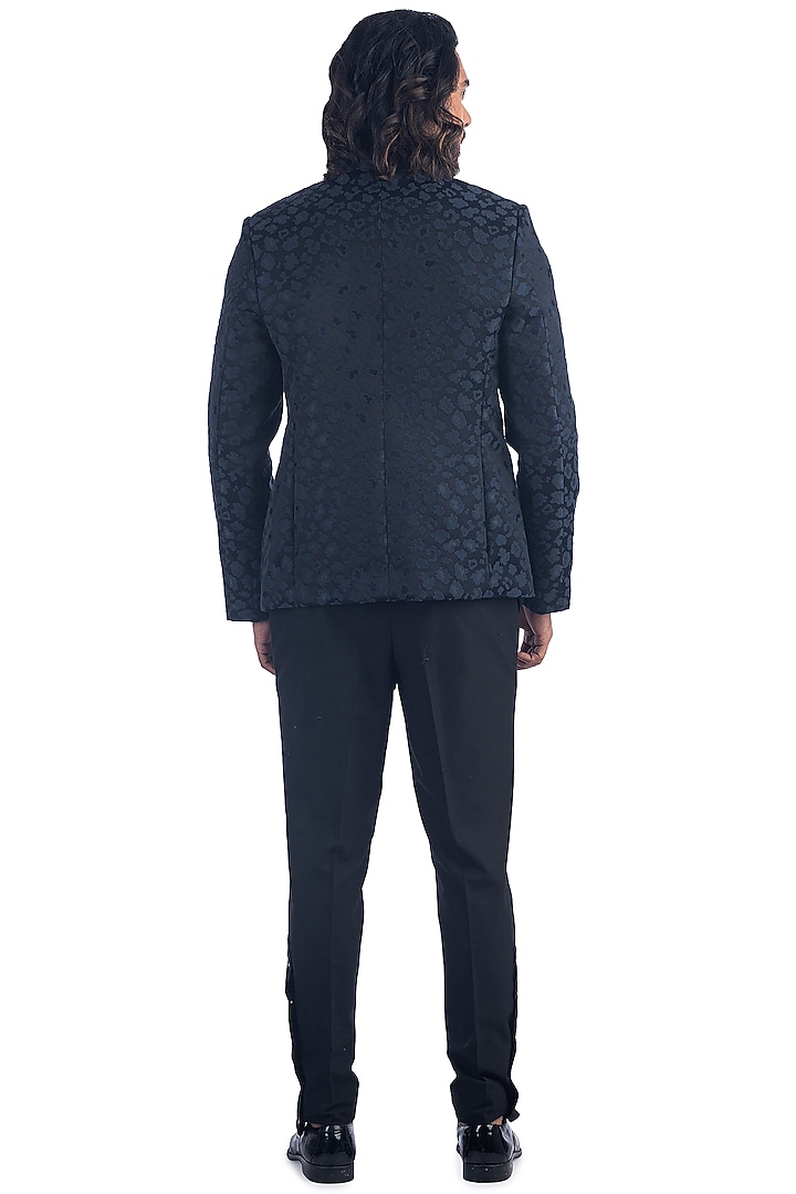 Navy Blue Cotton Silk Prince Coat Set by Poonam Kasera at Pernia's Pop Up Shop