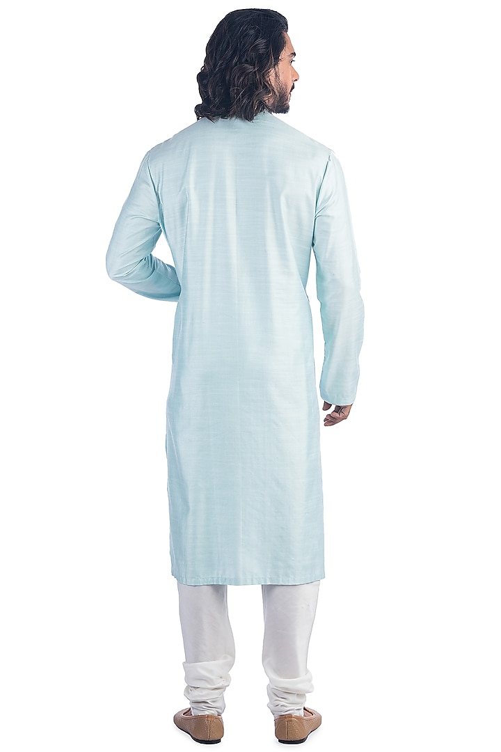 Aqua Embroidered Kurta Set by Poonam Kasera at Pernia's Pop Up Shop