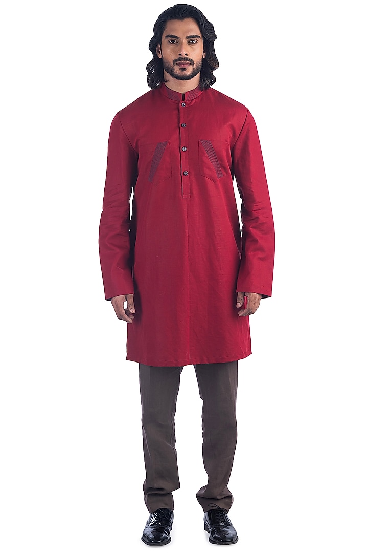 Navy Blue Printed Bundi Jacket With Kurta Set by Poonam Kasera at Pernia's Pop Up Shop