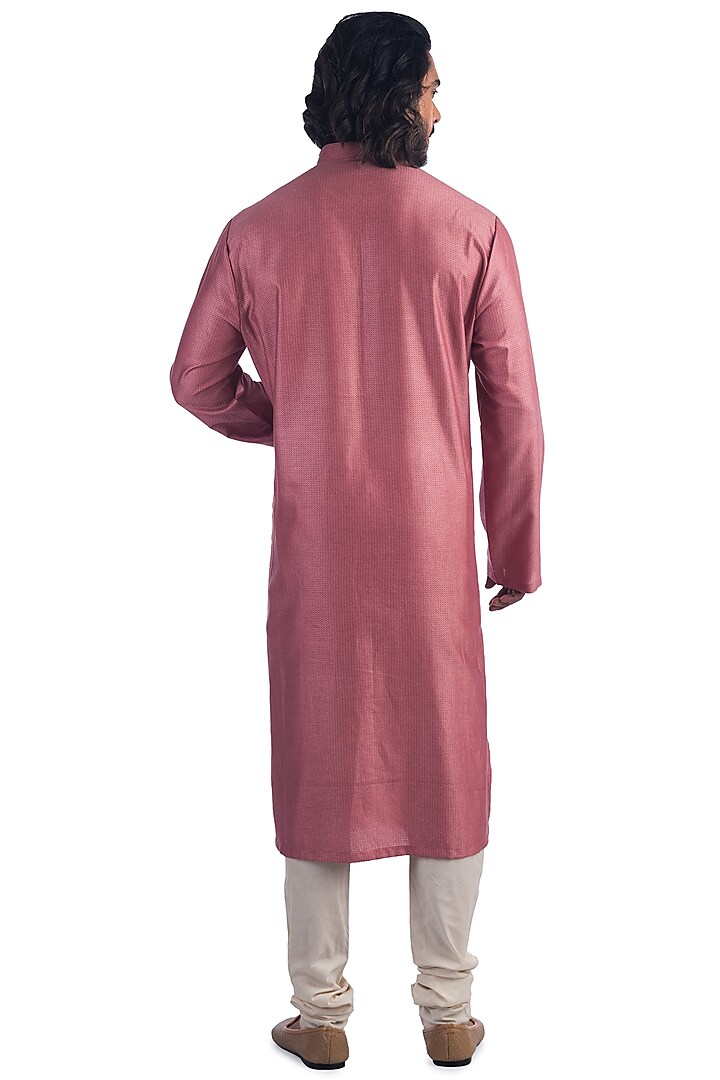 Pink Hand Embroidered Bundi Jacket With Kurta Set by Poonam Kasera at Pernia's Pop Up Shop