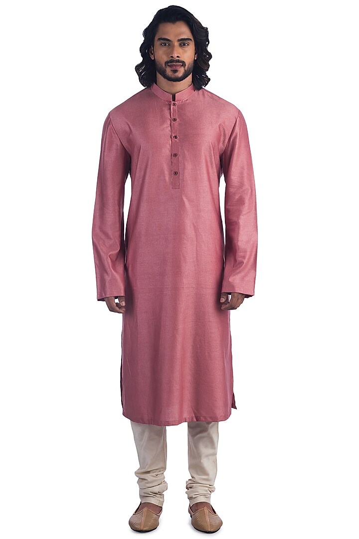 Pink Hand Embroidered Bundi Jacket With Kurta Set by Poonam Kasera at Pernia's Pop Up Shop
