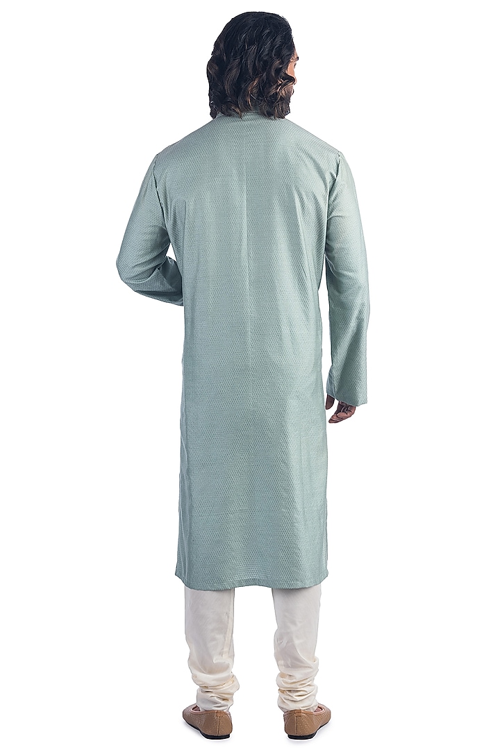 Light Mint Hand Embroidered Kurta Set by Poonam Kasera at Pernia's Pop Up Shop