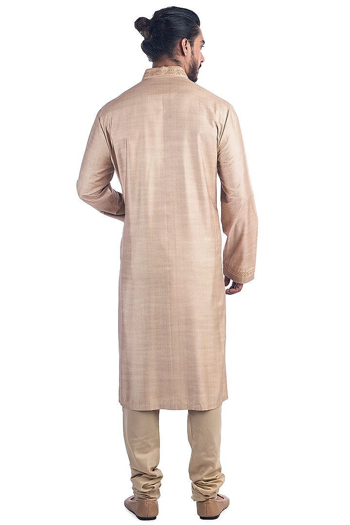 Beige Embroidered Kurta Set by Poonam Kasera at Pernia's Pop Up Shop