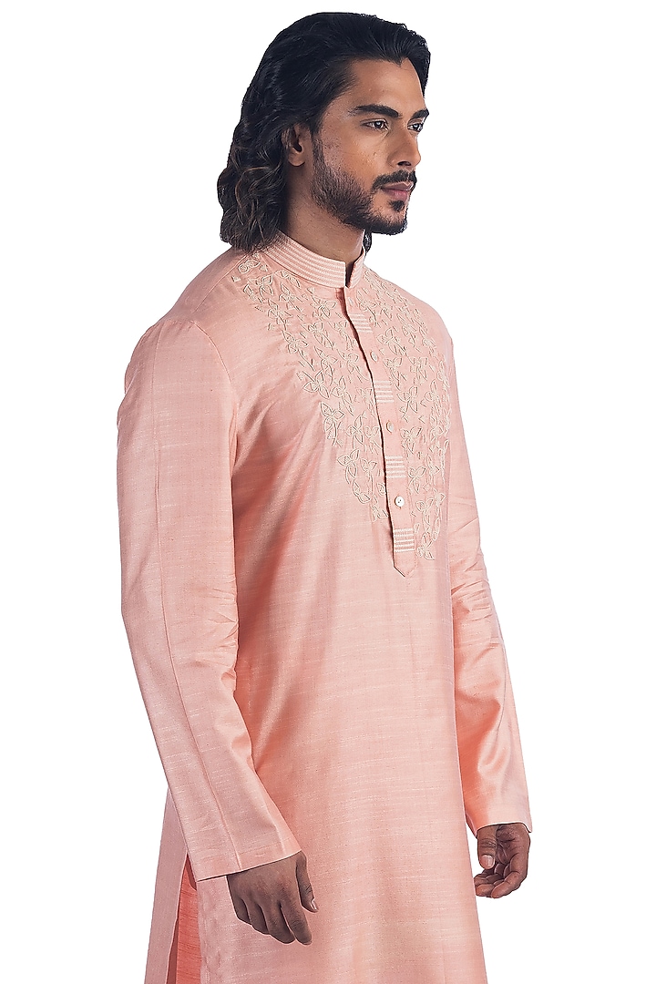 Pink Hand Embroidered Kurta Set by Poonam Kasera at Pernia's Pop Up Shop