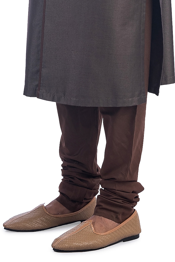 Charcoal Machine Embroidered Kurta Set by Poonam Kasera at Pernia's Pop Up Shop
