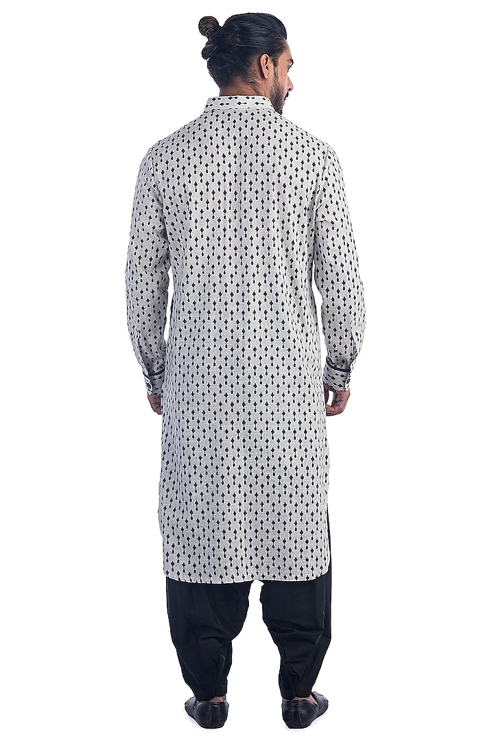 Grey Cotton Pathani Kurta Set by Poonam Kasera at Pernia's Pop Up Shop
