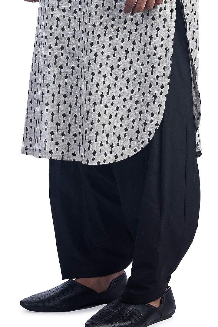 Grey Cotton Pathani Kurta Set by Poonam Kasera at Pernia's Pop Up Shop