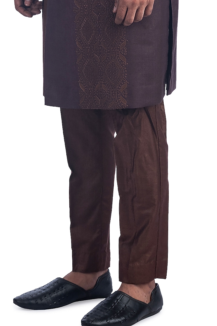 Wine Embroidered Achkan Jacket Set by Poonam Kasera at Pernia's Pop Up Shop