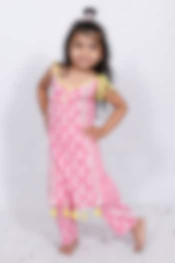 Pink Cotton Printed A-Line Kurta Set For Girls by Pankhuri by Priyanka - Kids at Pernia's Pop Up Shop