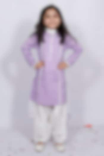 Purple Cotton Hand Block Printed Kurta Set For Girls by Pankhuri by Priyanka - Kids at Pernia's Pop Up Shop