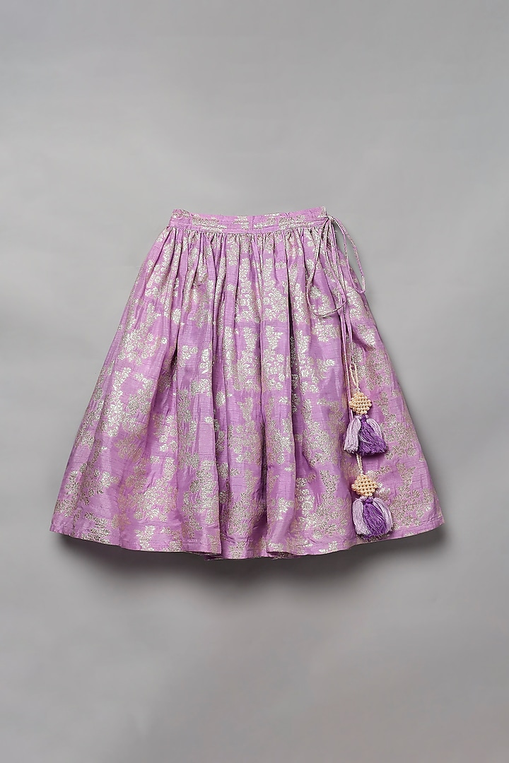 Lilac Viscose Jacquard Lehenga Set For Girls by Poochkie at Pernia's Pop Up Shop