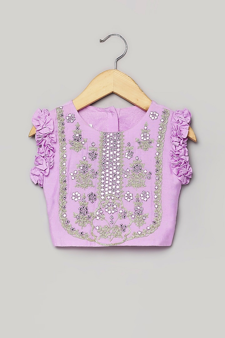 Lilac Viscose Jacquard Lehenga Set For Girls by Poochkie at Pernia's Pop Up Shop