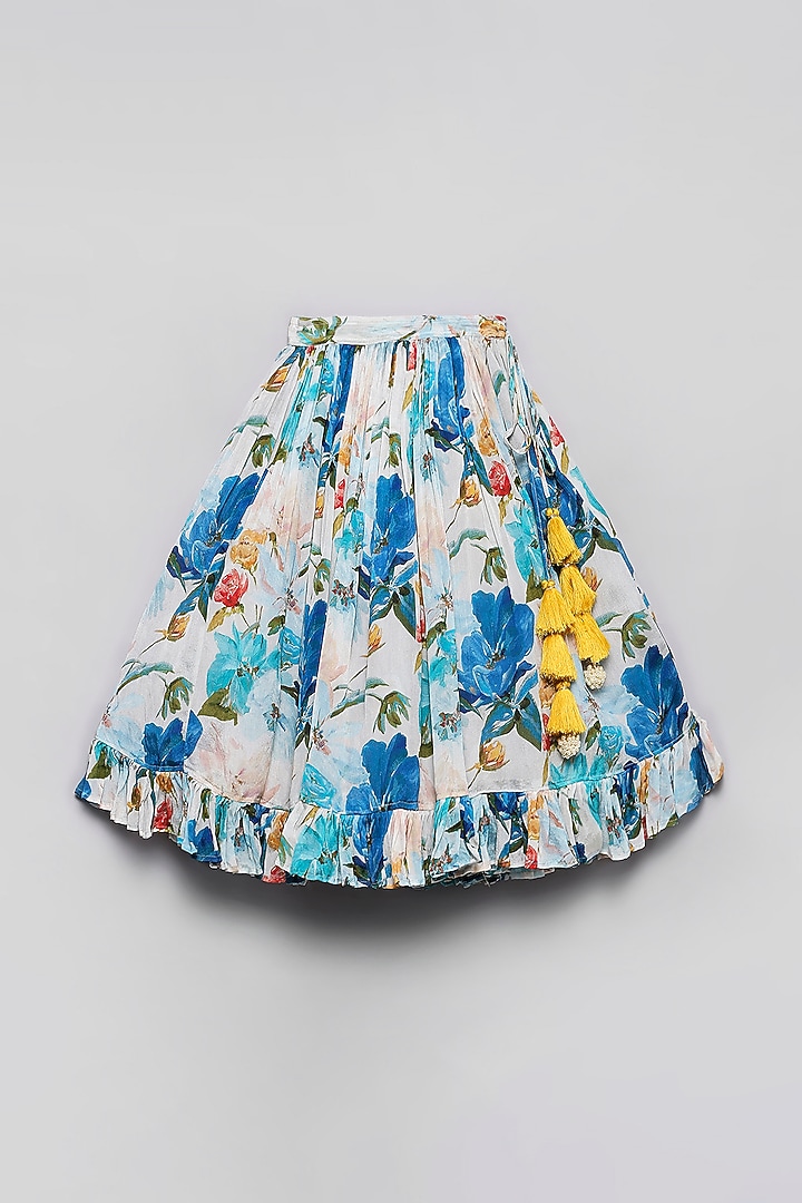Multi-Colored Viscose Silk Floral Printed Lehenga Set For Girls by Poochkie at Pernia's Pop Up Shop