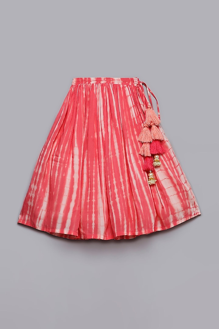 Pink Viscose Muslin & Cotton Lehenga Set For Girls by Poochkie at Pernia's Pop Up Shop