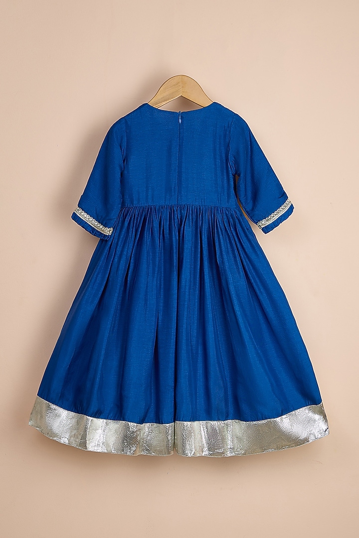 Blue Viscose Silk Kurta For Girls by Poochkie at Pernia's Pop Up Shop