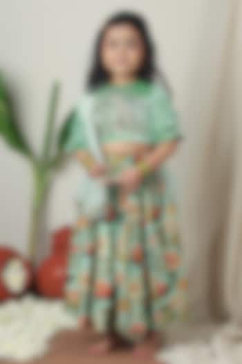 Multi-Colored Cotton Floral Printed Lehenga Set For Girls by Poochkie at Pernia's Pop Up Shop