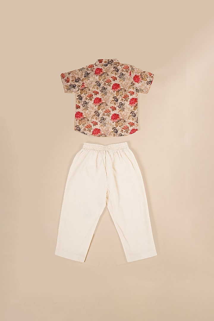 White Cotton Pant Set For Boys by Poochkie at Pernia's Pop Up Shop