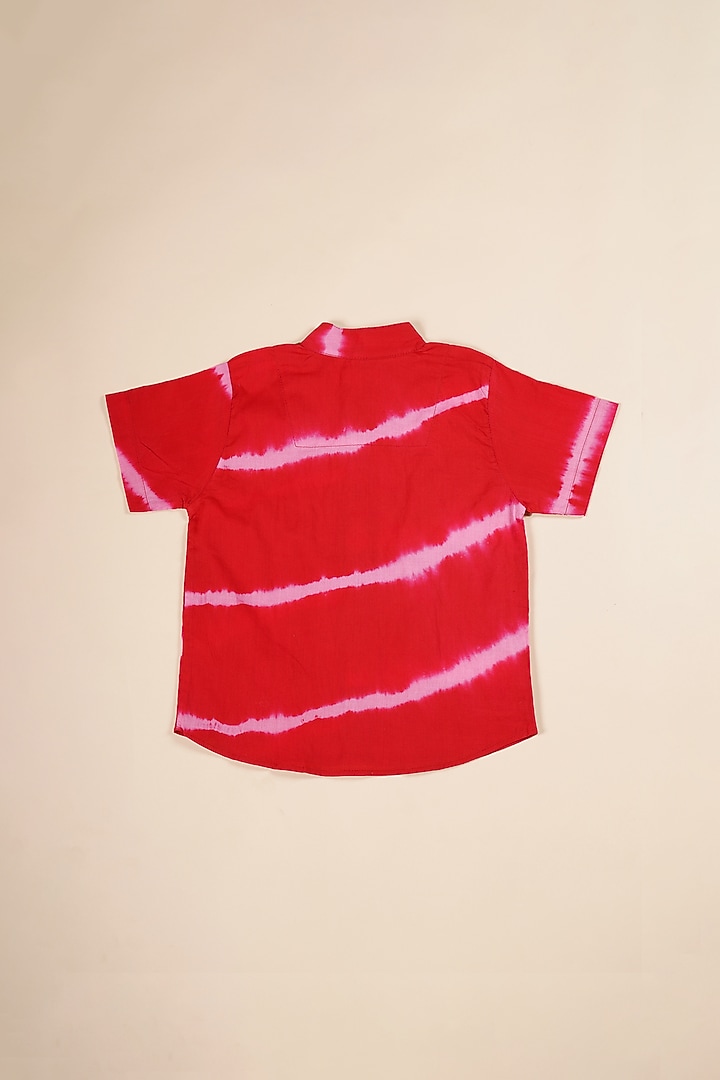 Red & Light Pink Cotton Shirt For Boys by Poochkie at Pernia's Pop Up Shop