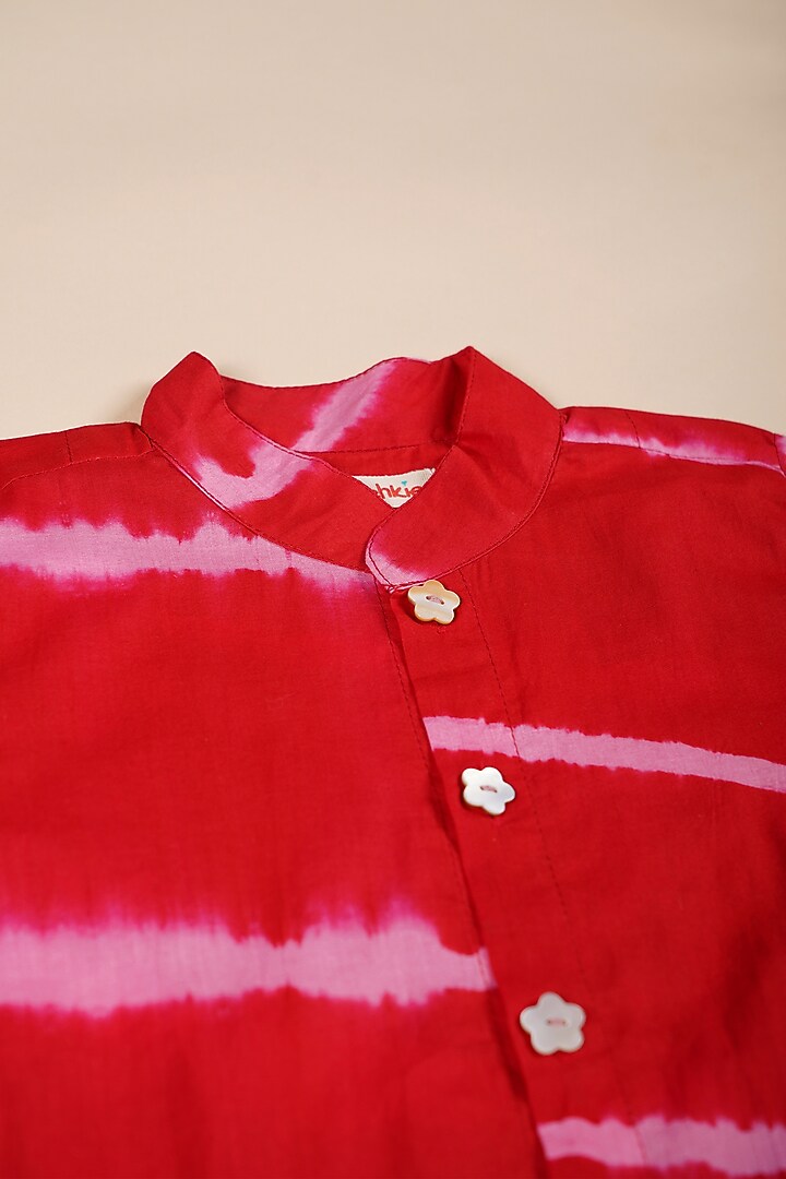 Red & Light Pink Cotton Shirt For Boys by Poochkie at Pernia's Pop Up Shop