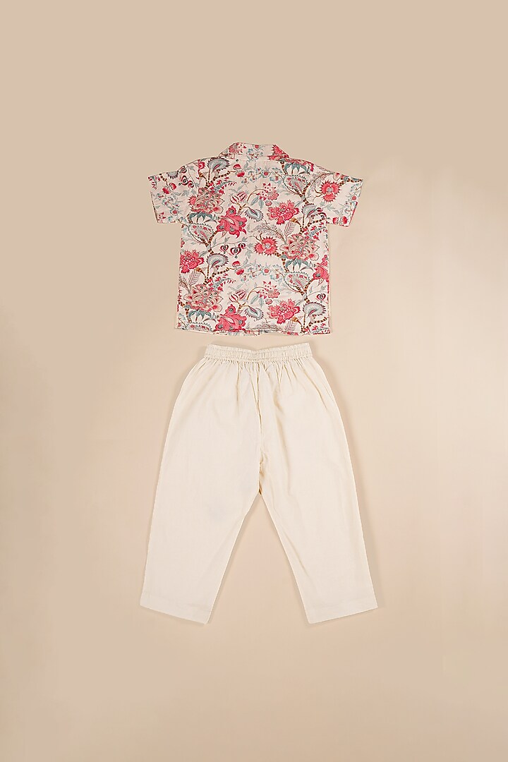 White Cotton Pant Set For Boys by Poochkie at Pernia's Pop Up Shop