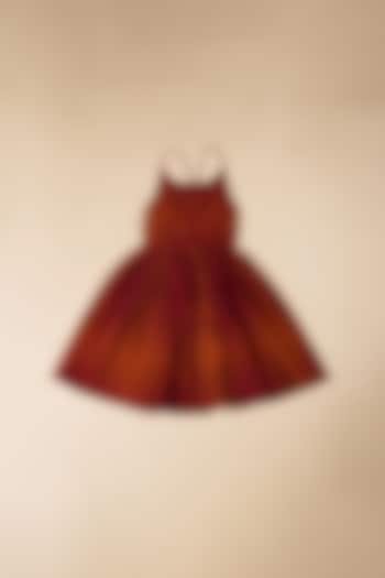Maroon Cotton Embroidered Dress For Girls by Poochkie at Pernia's Pop Up Shop