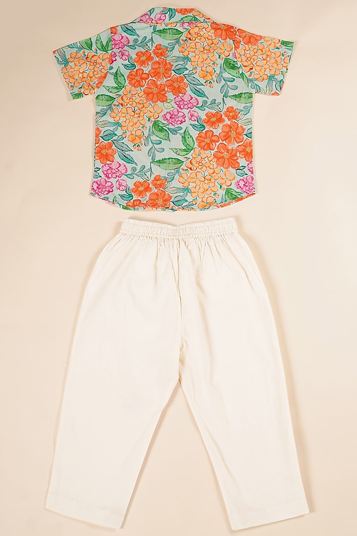 Ivory Cotton Pant Set For Boys by Poochkie at Pernia's Pop Up Shop