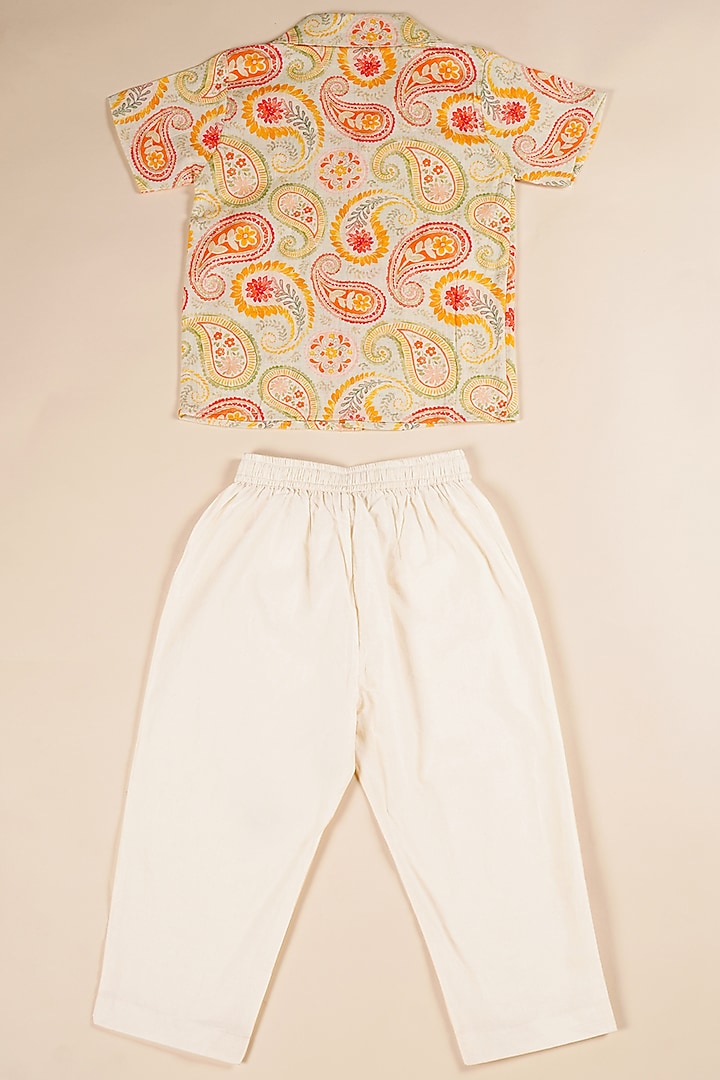 White Cotton Pant Set For Boys by Poochkie at Pernia's Pop Up Shop