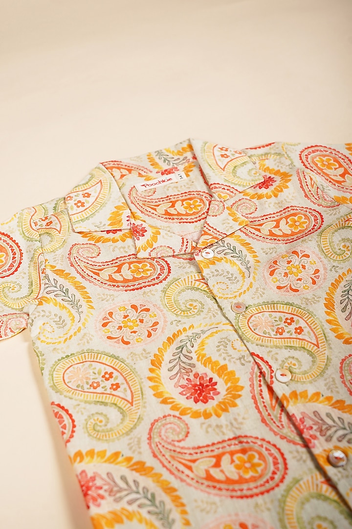 White Cotton Pant Set For Boys by Poochkie at Pernia's Pop Up Shop