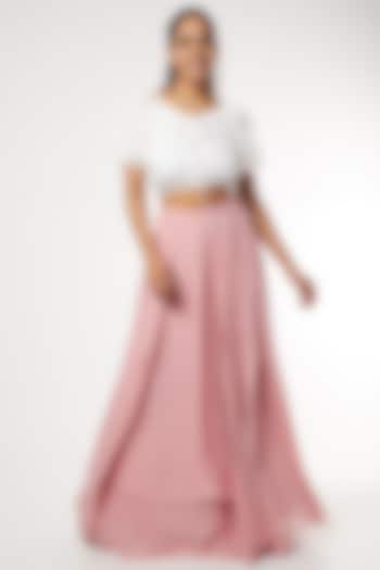 Pink Silk Flared Skirt by Pouli