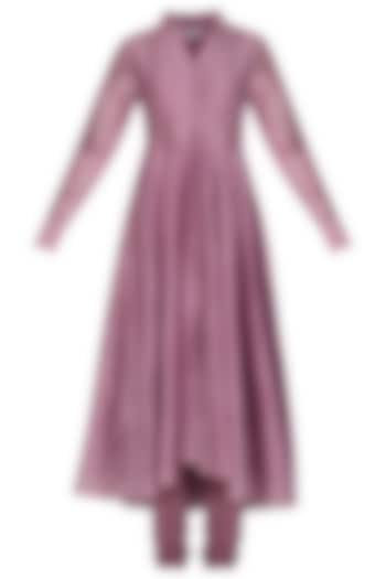 Lavender Embroidered Kurta With Pants by POULI