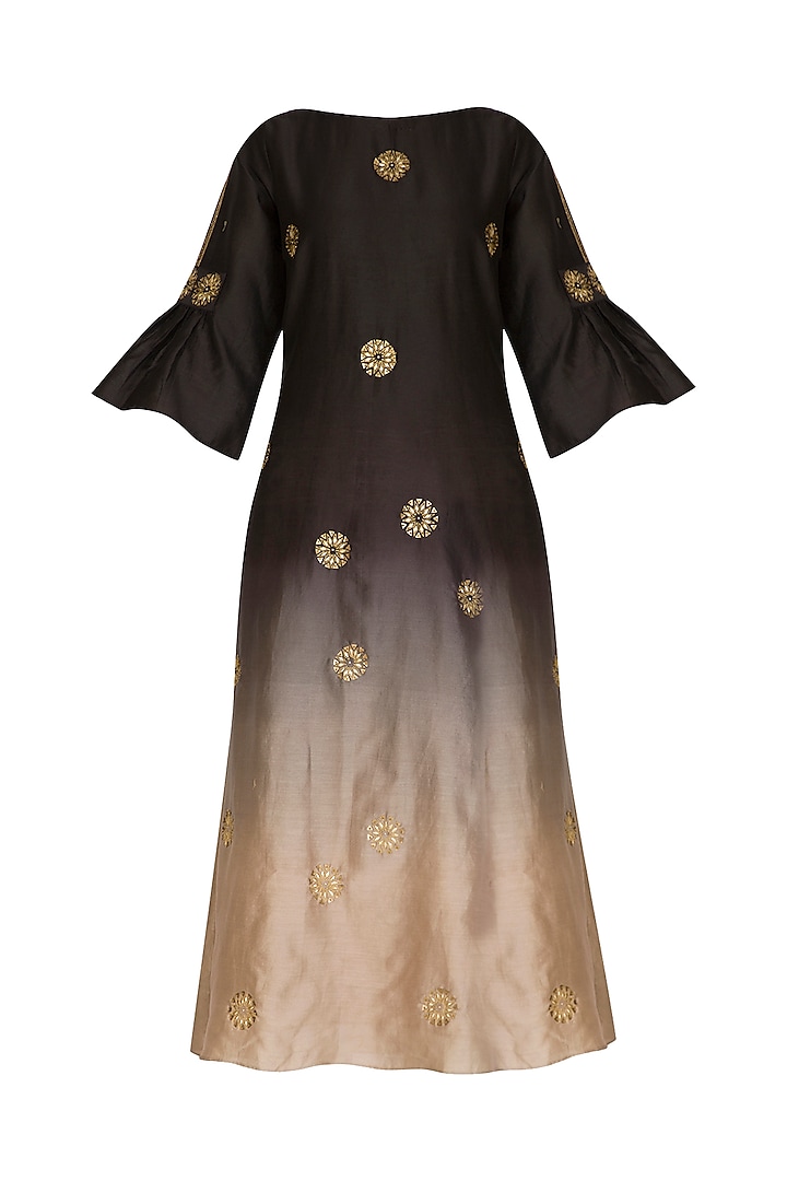 Black Embroidered Ombre Kurta by POULI