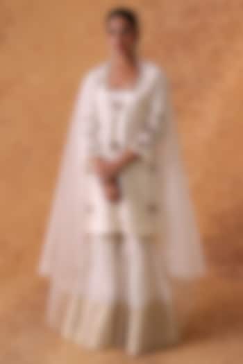 Ivory Chanderi Gharara Set by POULI at Pernia's Pop Up Shop