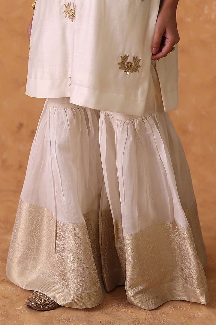 Ivory Chanderi Gharara Set by POULI at Pernia's Pop Up Shop