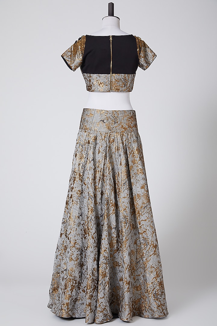 Grey Shimmer Skirt Set by Pooja Rajpal Jaggi at Pernia's Pop Up Shop