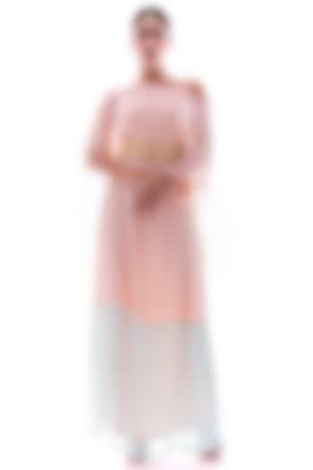 Blush Pink & Aqua Georgette Kaftan Vacation Dress by Pooja Rajpal Jaggi at Pernia's Pop Up Shop