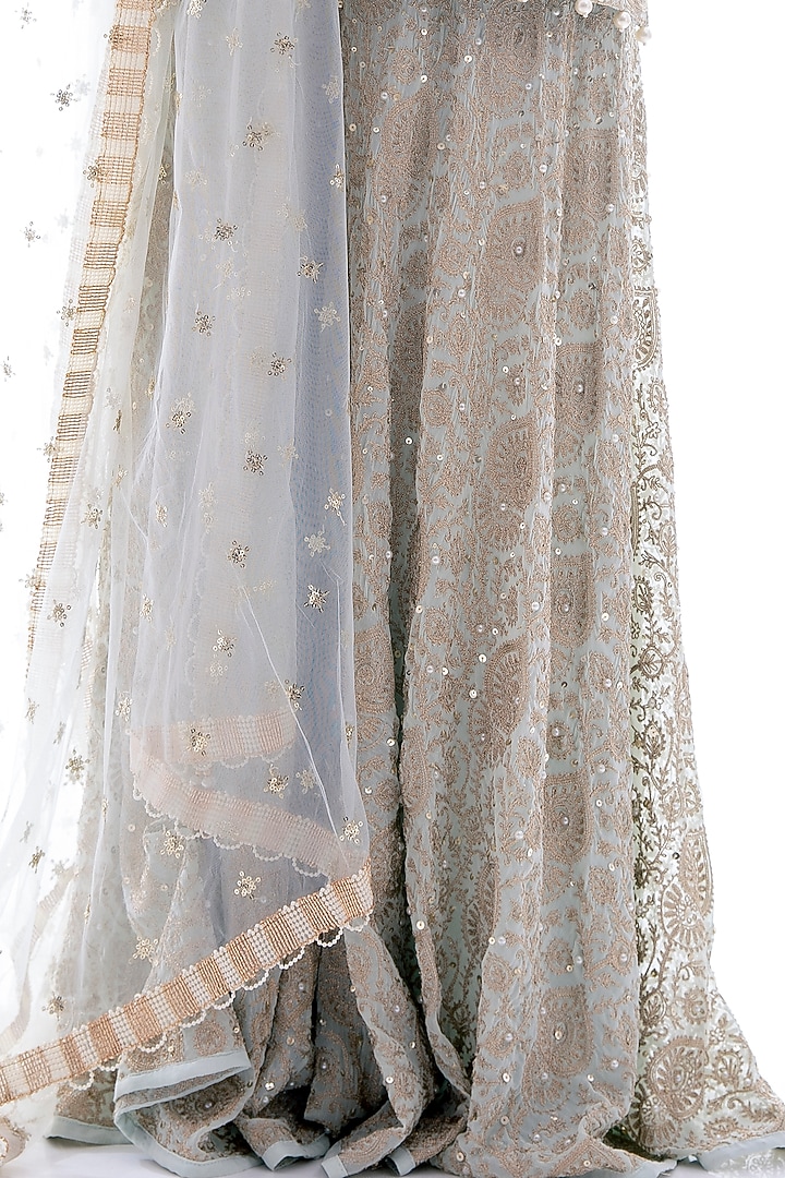 Aqua Zari Embroidered Wedding Sharara Set by Pooja Rajpal Jaggi at Pernia's Pop Up Shop