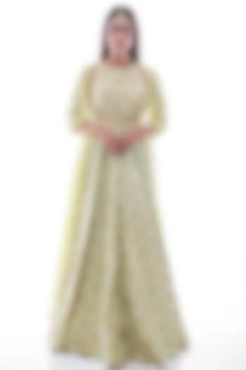 Mint Green & Gold Organza Wedding Anarkali Set by Pooja Rajpal Jaggi at Pernia's Pop Up Shop