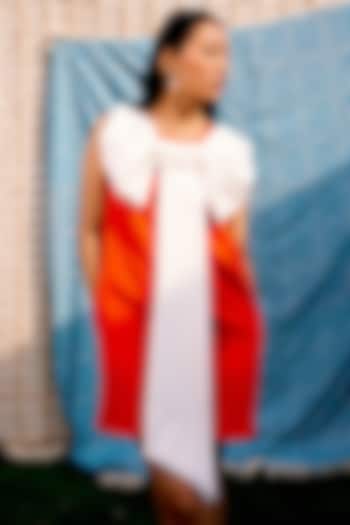 Red & White Banana Crepe Bow Mini Dress by Pooja Shroff