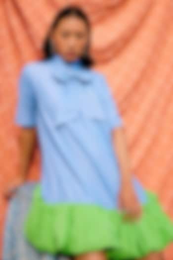 Blue & Green Denim Mini Dress by Pooja Shroff