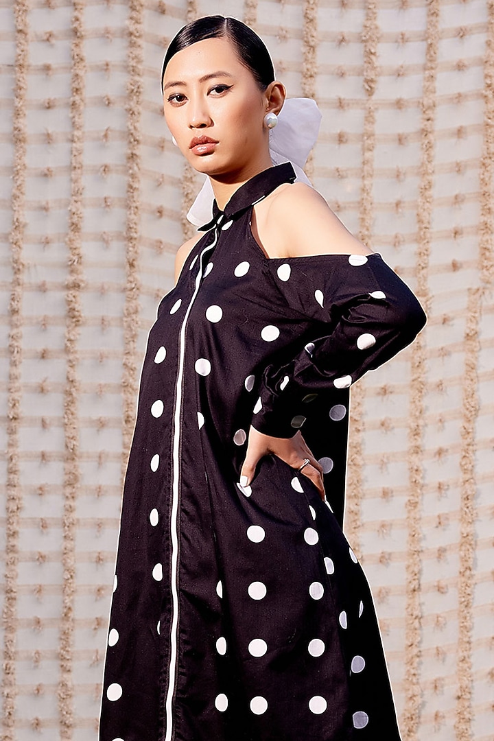 Black Cotton Halter Mini Summer Dress by Pooja Shroff at Pernia's Pop Up Shop