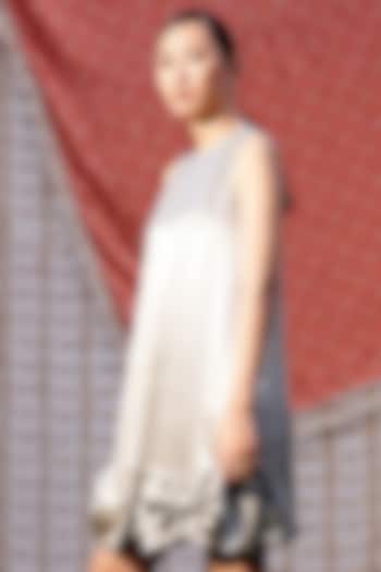 Grey Satin Knee-Length Dress by Pooja Shroff