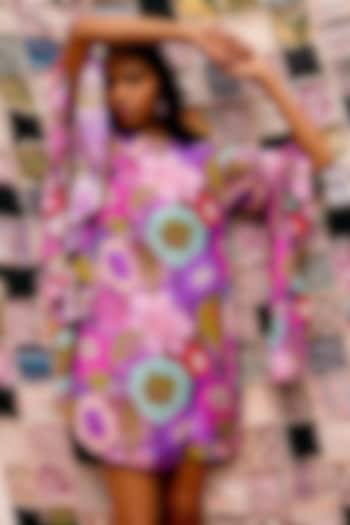 Multi-Colored Muslin Silk Mini Ruffled Dress by Pooja Shroff