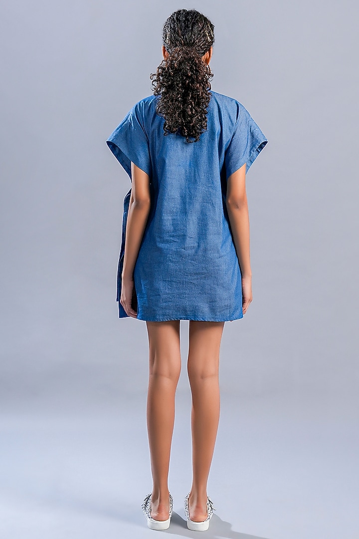 Blue Cotton Denim Studded Shirt by Pooja Shroff at Pernia's Pop Up Shop