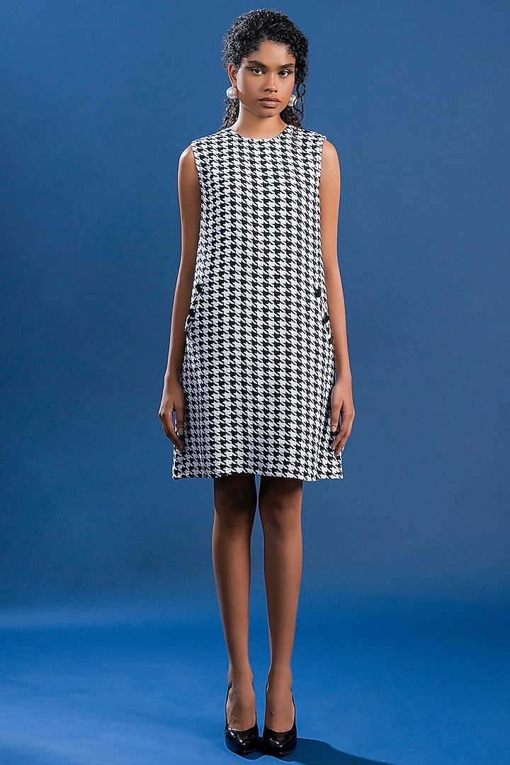 Black & White Tweed Houndstooth Weave Dress by Pooja Shroff at Pernia's Pop Up Shop