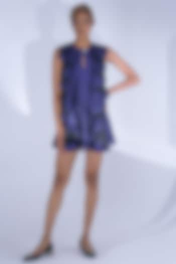 Purple Lycra Net Metallic Ruffled Knit Dress by Pooja Shroff at Pernia's Pop Up Shop